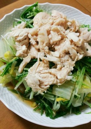 サラダチキンと白菜、水菜のポン酢和え-レシピのメイン写真