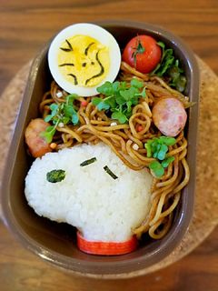 スヌーピー♪簡単キャラ弁♪アフロ焼きそば-レシピのメイン写真