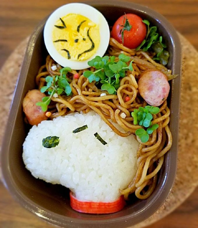 スヌーピー♪簡単キャラ弁♪アフロ焼きそば-レシピのメイン写真