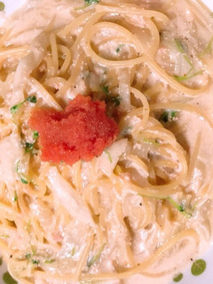 豆苗と明太子のクリームパスタ-レシピのメイン写真