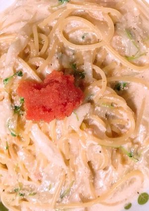 豆苗と明太子のクリームパスタ-レシピのメイン写真