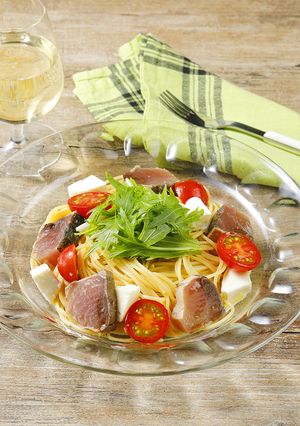 かつおとトマトとモッツァレラの冷製パスタ-レシピのメイン写真