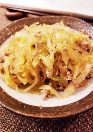豚ひき肉とキャベツと春雨の正油炒め-レシピのメイン写真