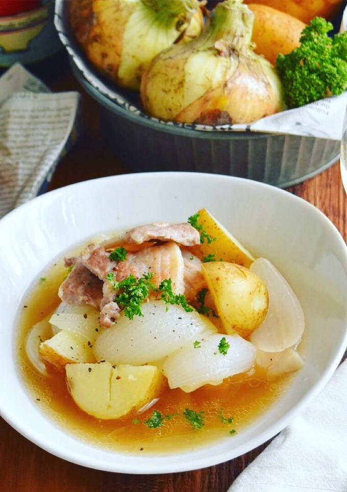 豚バラと新玉ねぎ新じゃがの白だしさっと煮-レシピのメイン写真