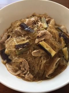豚肉と茄子と春雨の麺つゆ炒め-レシピのメイン写真