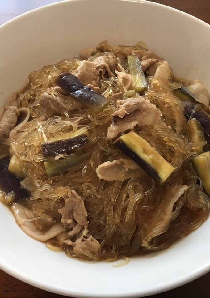 豚肉と茄子と春雨の麺つゆ炒め-レシピのメイン写真