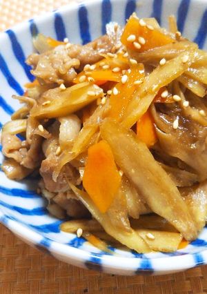 メインにもなる！豚と舞茸の味噌きんぴら-レシピのメイン写真