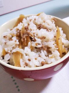 簡単!絶品!挽肉ごぼうのまぜご飯-レシピのメイン写真
