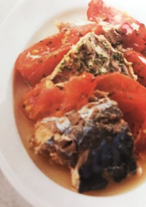 レンジで簡単！サバ缶とトマトのハーブ炒め-レシピのメイン写真