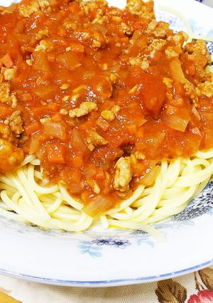 トマト缶で♪*ﾟミートソースパスタ-レシピのメイン写真