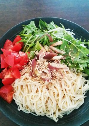 野菜も一緒に♡味噌サラダ素麺-レシピのメイン写真