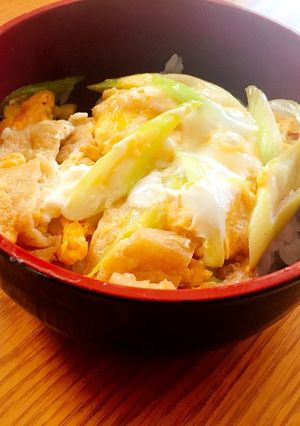 簡単!油揚げとネギの京風卵とじ丼♡-レシピのメイン写真
