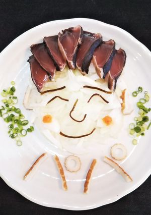 父の日に☆かつおのたたきの簡単似顔絵-レシピのメイン写真