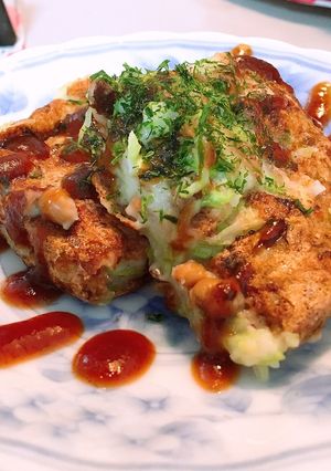 簡単ふわふわ！豆腐と納豆ヘルシーお好み焼-レシピのメイン写真