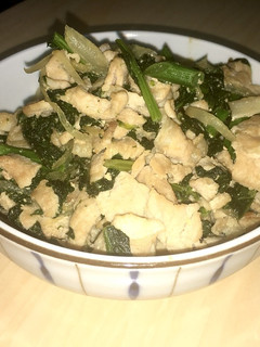 かき菜とわさび菜と豚肉の炒めもの-レシピのメイン写真