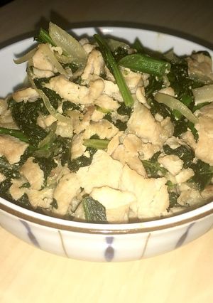 かき菜とわさび菜と豚肉の炒めもの-レシピのメイン写真