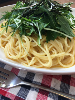 ランチに☆水菜たっぷり釜玉パスタ-レシピのメイン写真