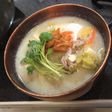 豚と豆腐の キムチ乗せ豆乳スープ