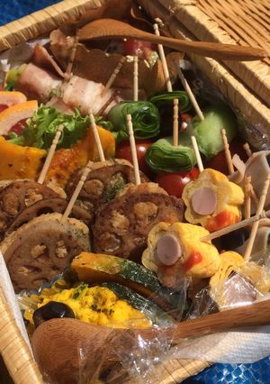お花見弁当、レンコンのはさみ焼き-レシピのメイン写真