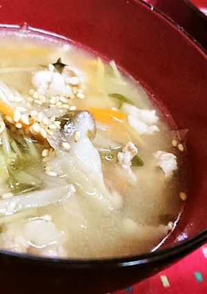 コク有【たっぷり野菜の沢煮椀味噌仕立て】-レシピのメイン写真