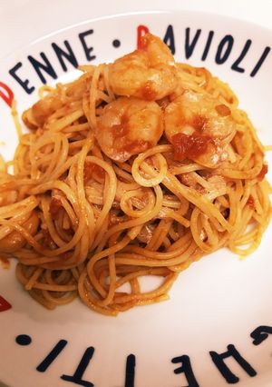 10分で！海老のトマトクリームスパゲティ-レシピのメイン写真