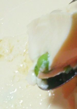 レンジで三分豆乳でえんどう豆入豆腐-レシピのメイン写真