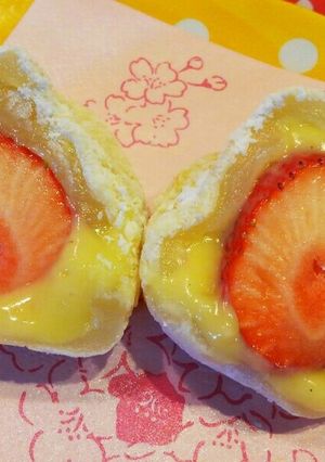 切り餅で❤苺のカスタード大福-レシピのメイン写真