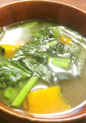 レッドマスタード(赤からし菜)のお味噌汁-レシピのメイン写真