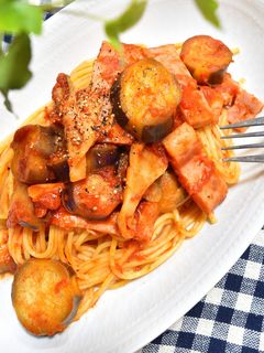 茄子とベーコンのトマトパスタ-レシピのメイン写真