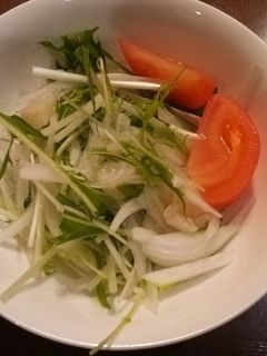 ホタテと水菜と新玉ねぎのサラダ-レシピのメイン写真