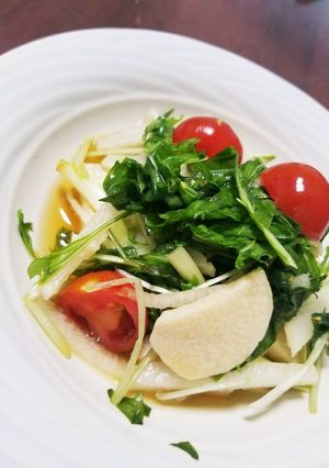 水菜と長芋のシャキネバサラダ-レシピのメイン写真