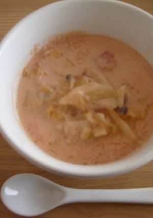 ルクルーゼで♪豆乳トマトスープ-レシピのメイン写真