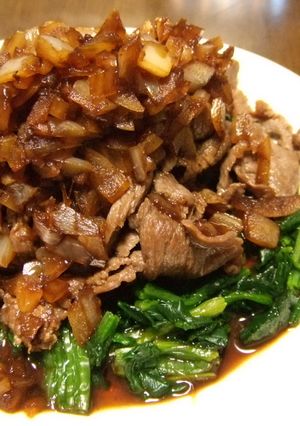 ﾎｳﾚﾝ草と焼肉のさっぱり焼き-レシピのメイン写真