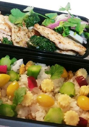 菜花サラダと胸肉ジェノベーゼチキン弁当-レシピのメイン写真