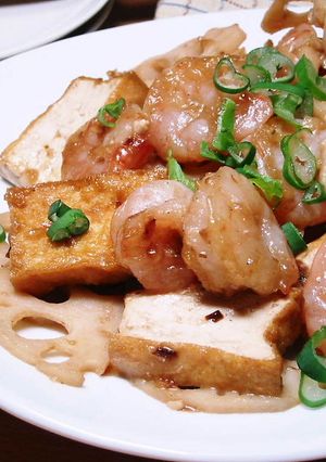 エビと厚揚げの黒酢炒め-レシピのメイン写真