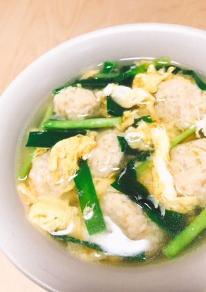 和風鶏団子のほっこりニラたま鶏団子汁♡-レシピのメイン写真