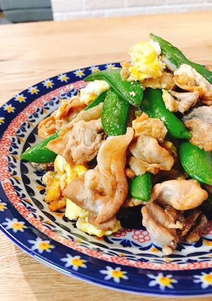 スナップエンドウと豚肉のオイスター炒め-レシピのメイン写真