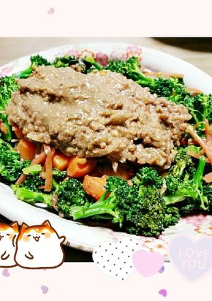 マクロビ☆根菜のひき肉風味噌あんかけ-レシピのメイン写真