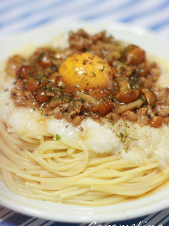 とろろ芋となめこのつるつるパスタ-レシピのメイン写真