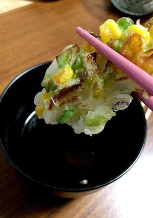 揚げない☆サクッとコーンと枝豆のかき揚げ-レシピのメイン写真