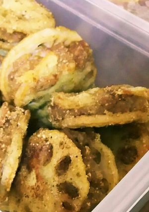 れんこんのカレー風味はさみ揚げ、5日-レシピのメイン写真