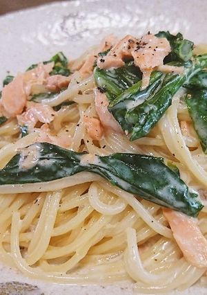 鮭と菜花のクリームパスタ-レシピのメイン写真