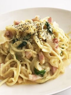 焼きそば麺で作る簡単カルボナーラ♪-レシピのメイン写真