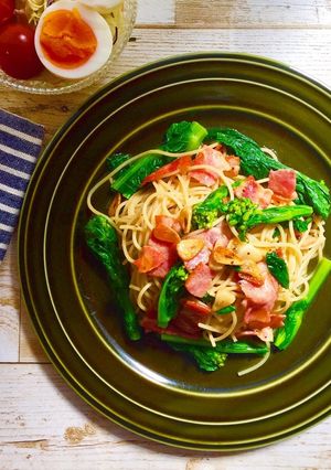 簡単！菜の花とベーコンの和風春パスタ♡-レシピのメイン写真