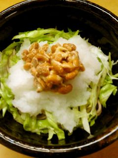 簡単昼食 レタスと納豆のおろしそば-レシピのメイン写真