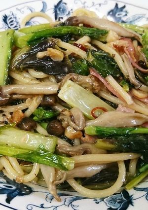 からし菜とのらぼう菜のペペロンチーノ-レシピのメイン写真