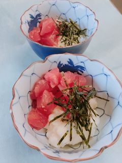 簡単!マグロと たたき長芋のやまかけ-レシピのメイン写真