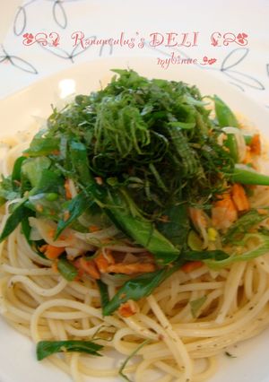 残った塩シャケで♔和風パスタ⊰ฺ✤ฺ-レシピのメイン写真