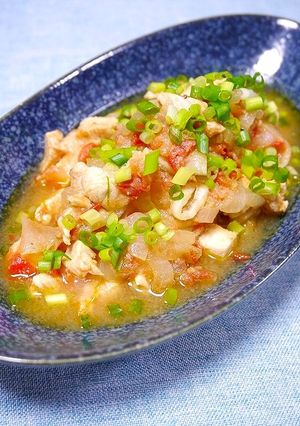 簡単！新玉葱とむね肉の味噌トマト煮-レシピのメイン写真