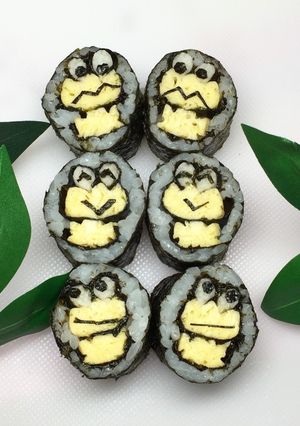 寿司型・模様巻き(玉子のカエルちゃん)-レシピのメイン写真